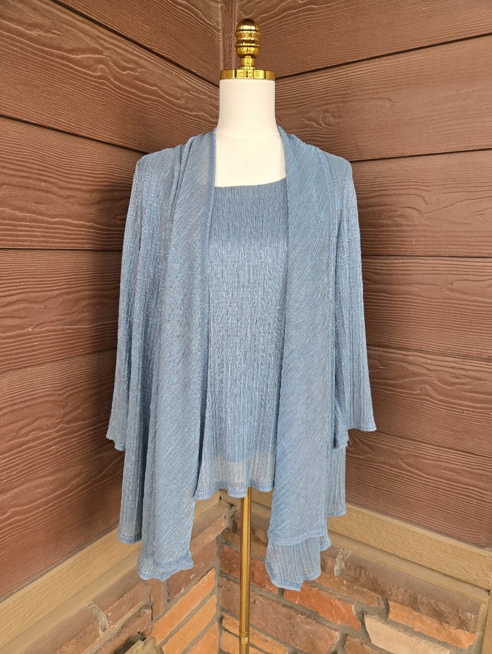 Draper’s & Damon’s Size 1X Elegant Blue Shimmery Jacket w/ Attached Blouse NWOT